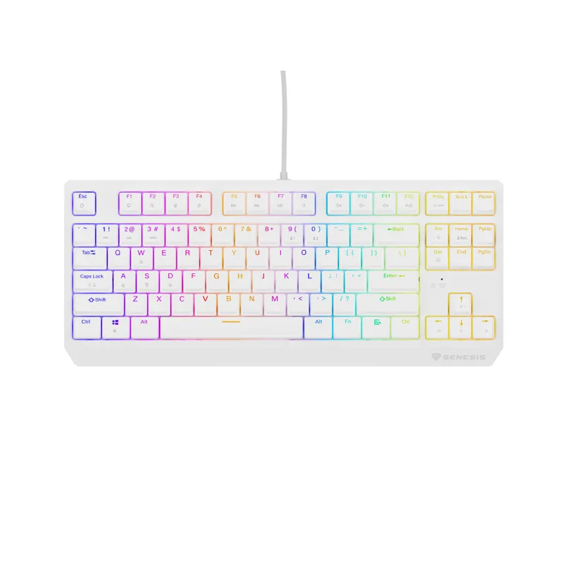 Genesis herní klávesnice THOR 230/TKL/RGB/Outemu Red/Drátová USB/US layout/Bílá NKG-2078