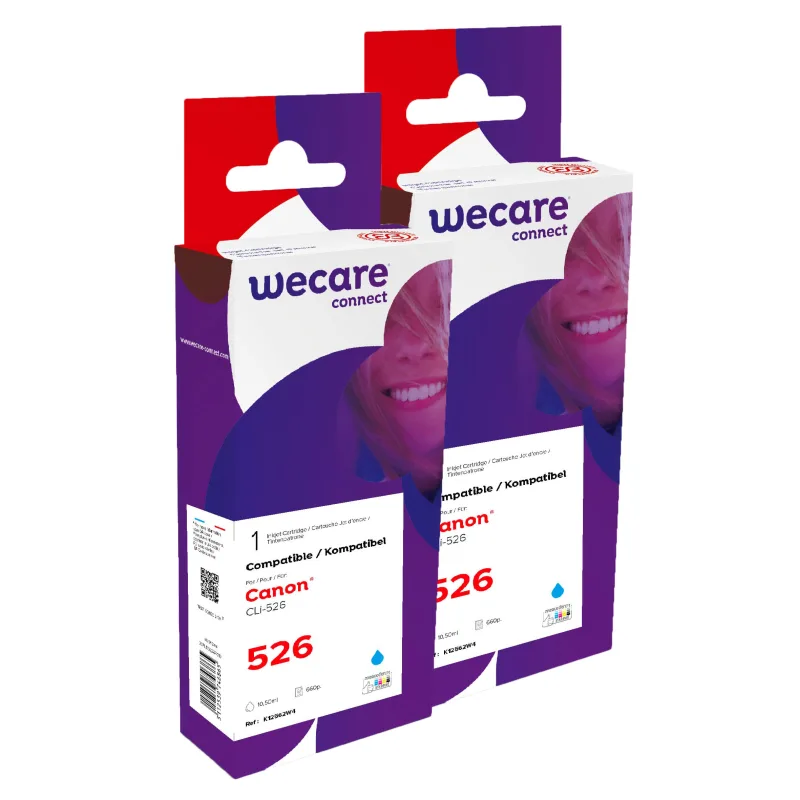 WECARE ARMOR sada ink kompatibilní s CANON CLI526C 2x10,5ml,modrá,CLI-526 C P12562W4