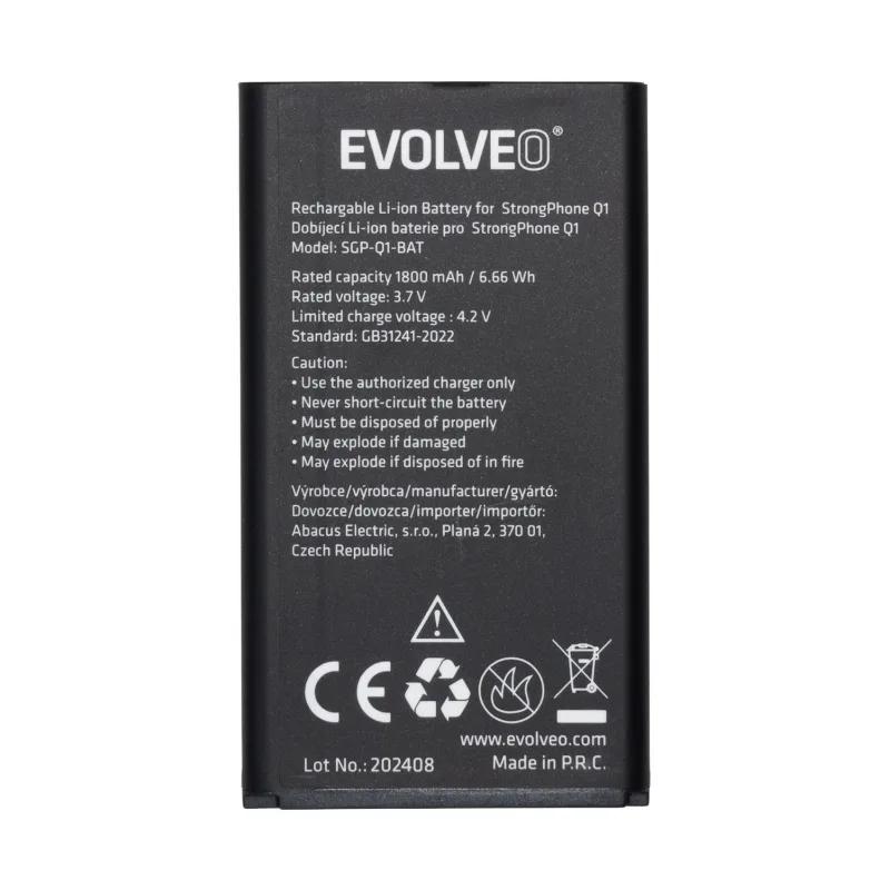 EVOLVEO orig. baterie 1800 mAh pro MaxPhone A1, StrongPhone Q1/Z4/W4 SGP-Q1-BAT