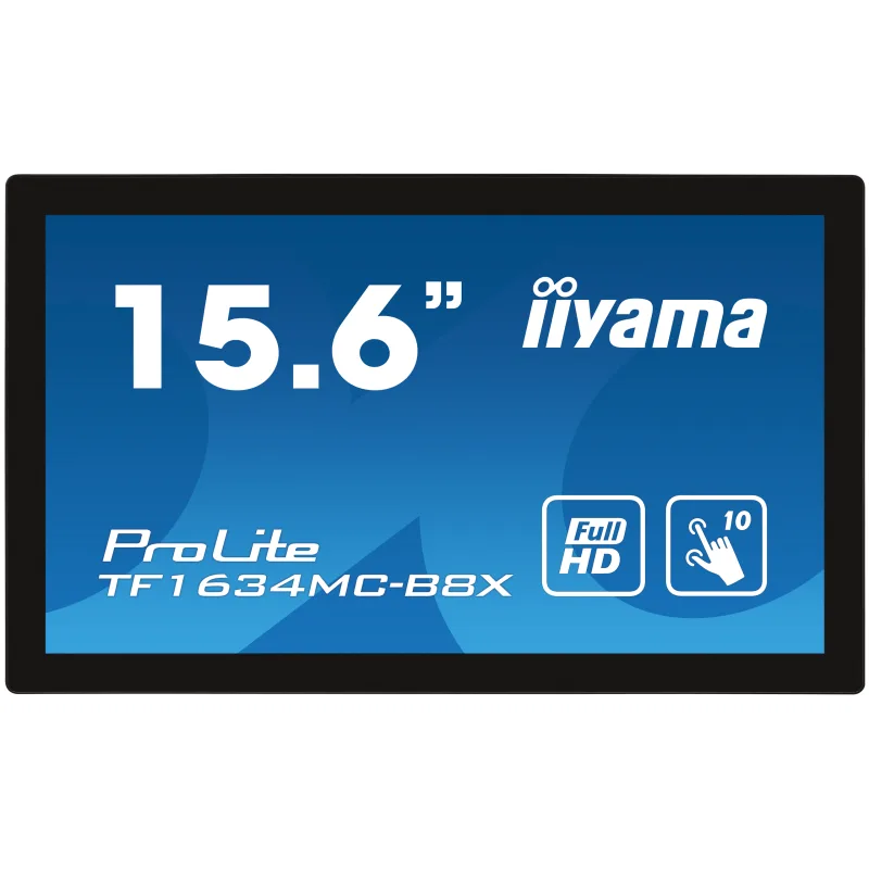 15,6" iiyama TF1634MC-B8X: IPS, FullHD, capacitive, 10P, 450cd/m2, VGA, DP, HDMI, IP65, černý TF1634MC-B8X