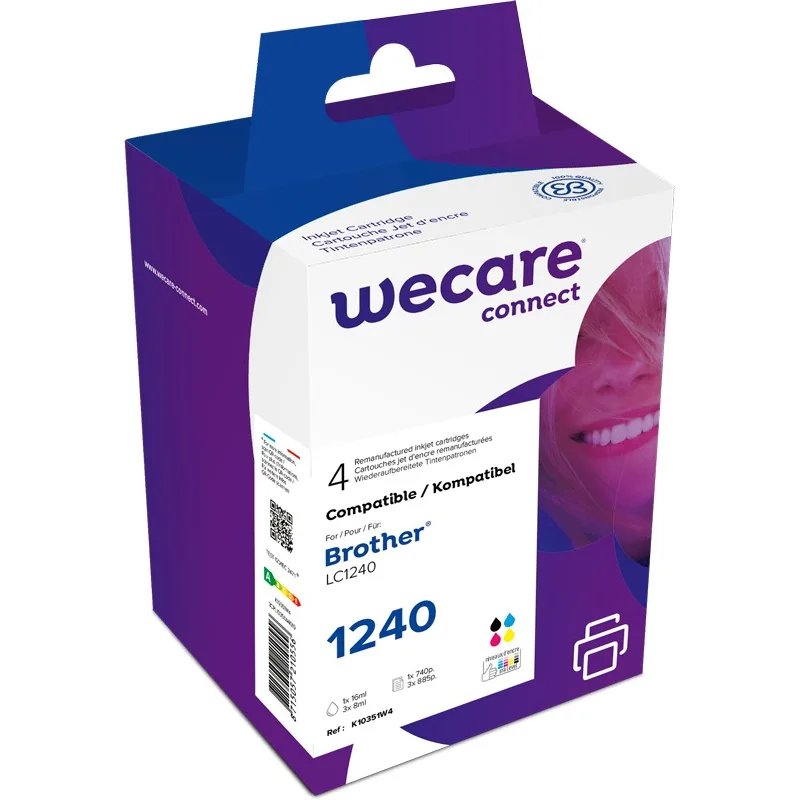 WECARE ARMOR ink sada kompatibilní s BROTHER LC-1240 VAL BP, černá/CMY K10351W4