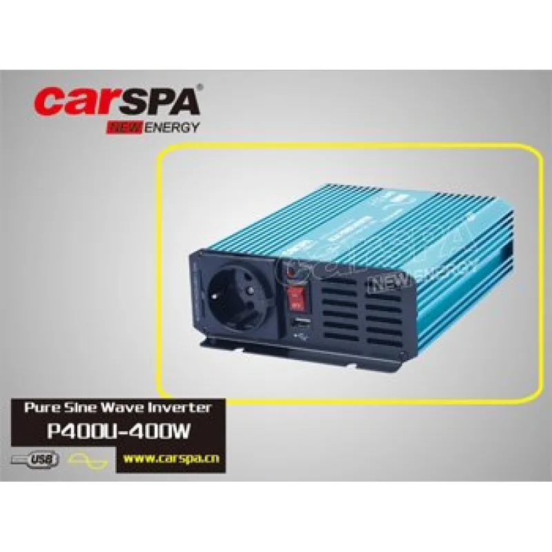 Měnič napětí Carspa P400U-122 12V/230V+USB 400W, čistá sinusovka P400U-122