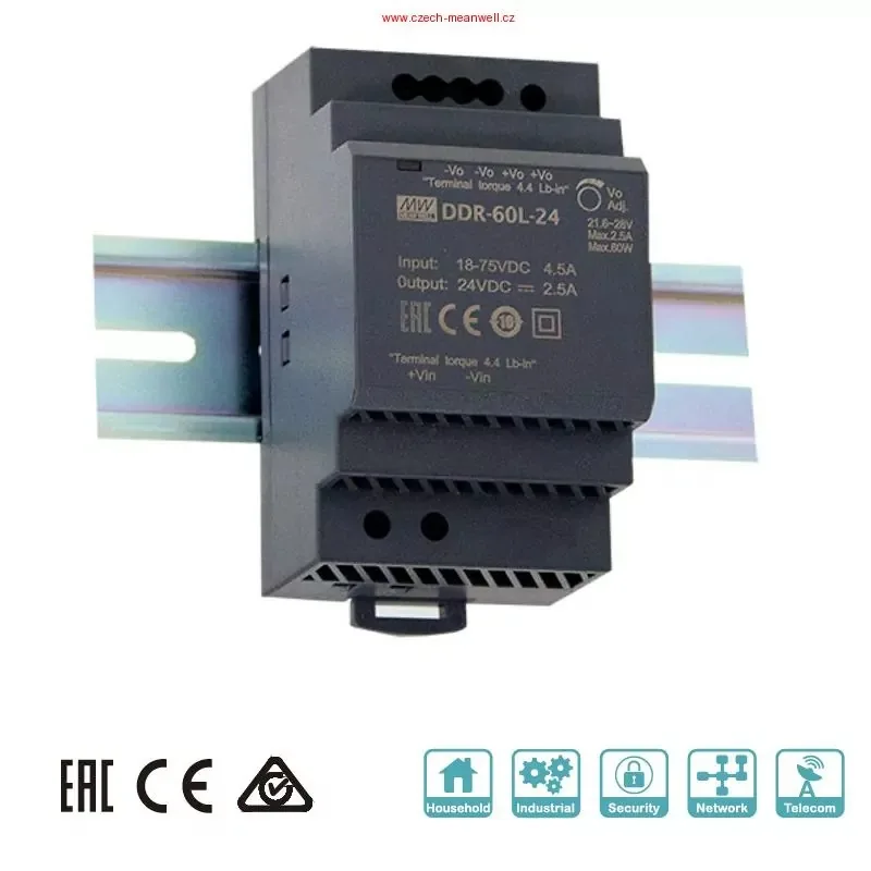 MEAN WELL MEANWELL - DDR-60L-5 Měnič DC/DC na DIN lištu DDR-60L-5