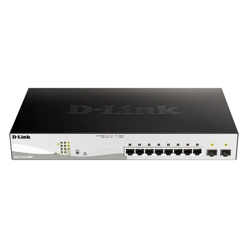 D-Link DGS-1210-10MP/E 10-Port Gigabit PoE+ Smart Switch inc. 2x SFP Ports, POE budget 130W DGS-1210-10MP/E