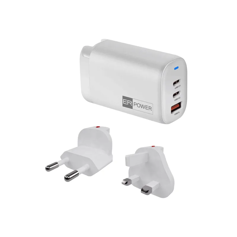 ER POWER 65W GaN síťový adaptér 2xUSB-C PD/USB-A bílý ERPW65G2C1AT-WH
