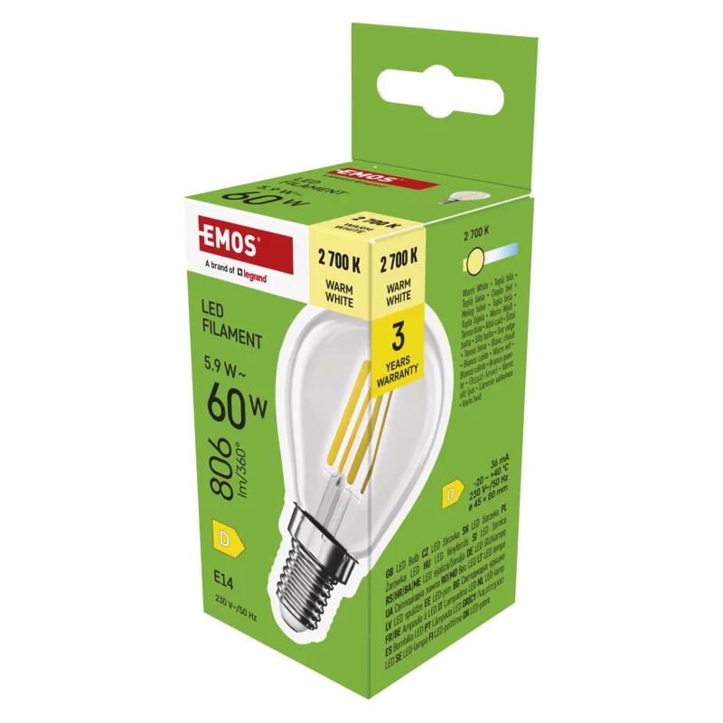 EMOS LED FLM MINI GL 5,9W(60W) 806lm E14 WW 1525731253