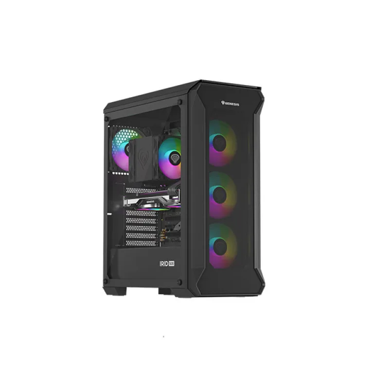 Počítačová skříň Genesis IRID 505 ARGB V2/Midi Tower/Transpar./Černá NPC-1518