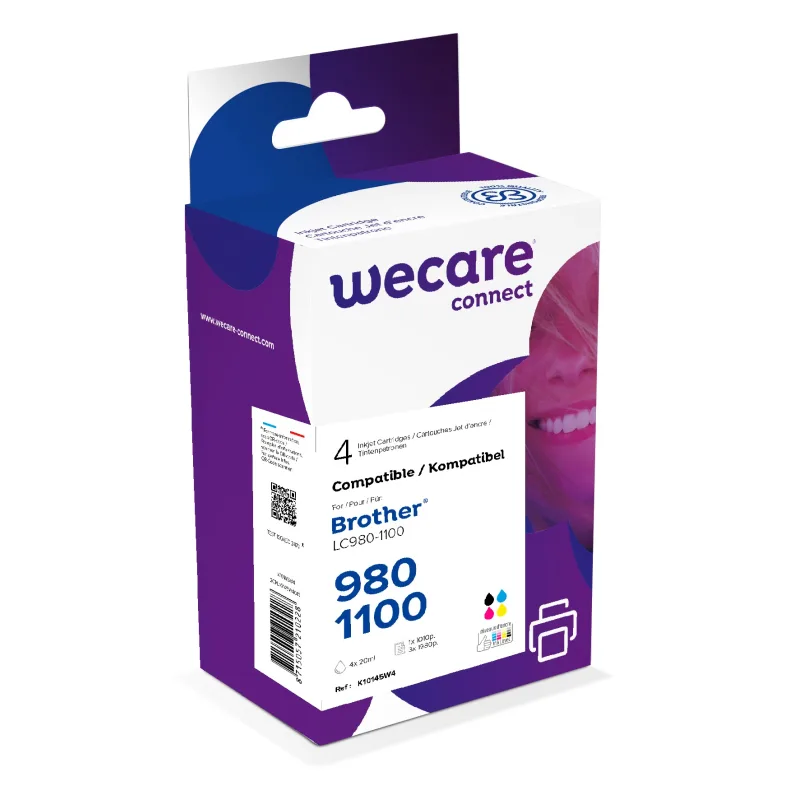 WECARE ARMOR ink kompatibilní s BROTHER LC-980/1100,černá/CMY K10145W4