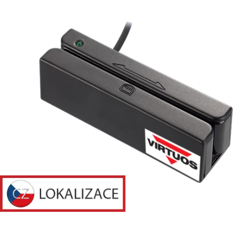 VIRTUOS Třístopá čtečka magnetických karet MSR-100A, USB-COM, černá EIE0003