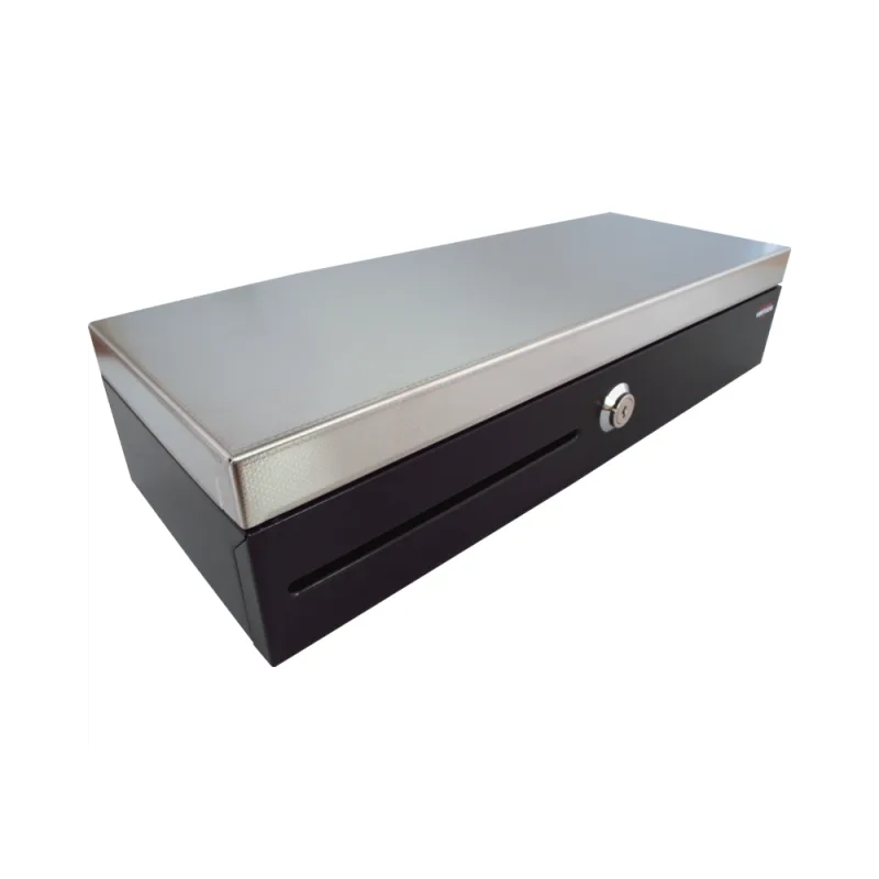 VIRTUOS Pokladní zásuvka flip-top FT-460C2 - s kabelem, se zamyk. krytem pořadače, Nerez víko, 9-24V, černá EKN0009