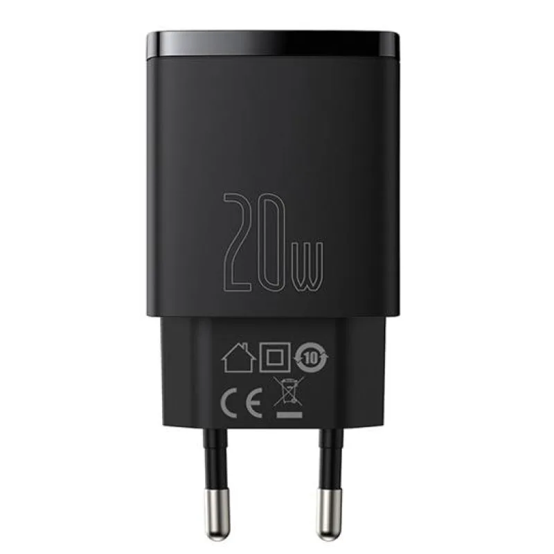NONAME Baseus CCXJ-B01 Compact Quick Nabíječka USB/USB-C 20W Black 6953156207233