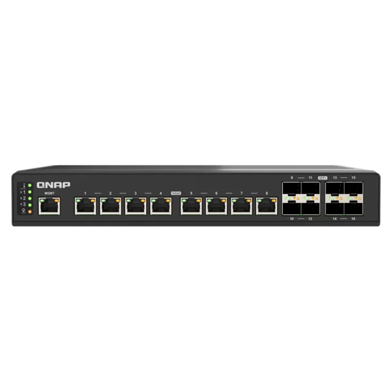 QNAP řízený průmyslový switch QSW-IM3216-8S8T: 16x 10G porty (8x 10Gb SFP+ a 8x 10Gb RJ-45) QSW-IM3216-8S8T