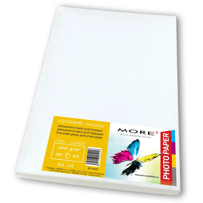 ARMOR Fotopapír lesklý bílý kompatibilní s A3; 260g/m2kompatibilní s ink. tisk, 50ks M10603