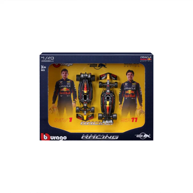 Bburago - FORMULA RACING, 2 Pack - Red Bull Racing RB20 (2024), #1 M.Verstappen + #11 S.Perez, 1:43