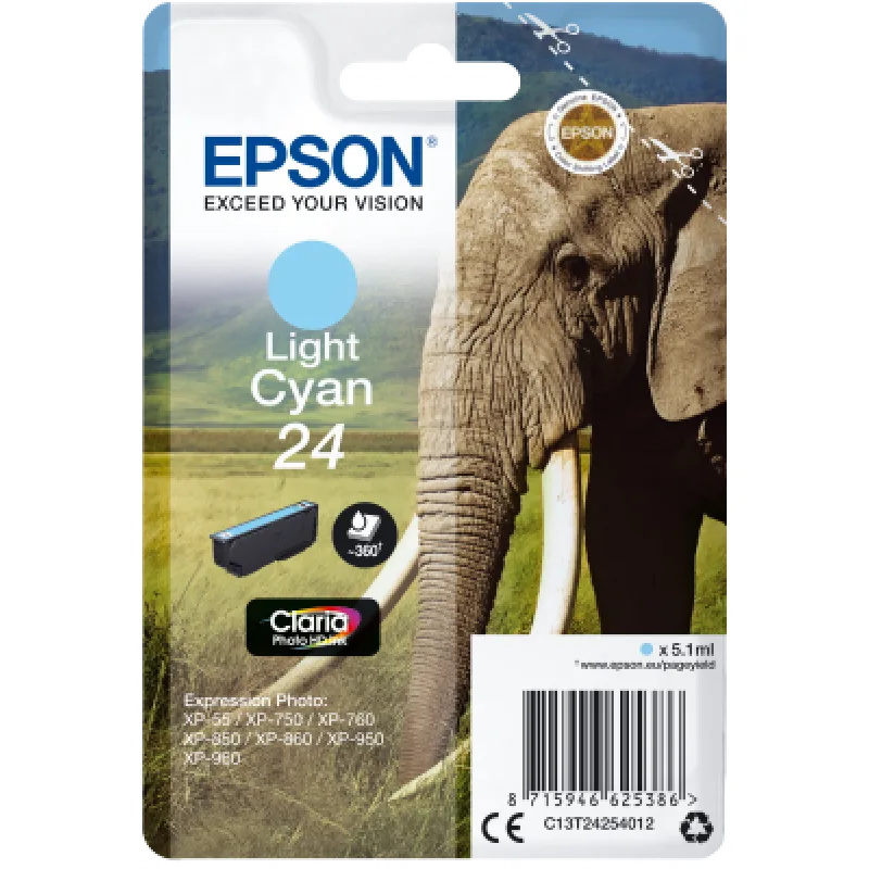 Epson Singlepack Light Cyan 24 Claria Photo HD Ink C13T24254012