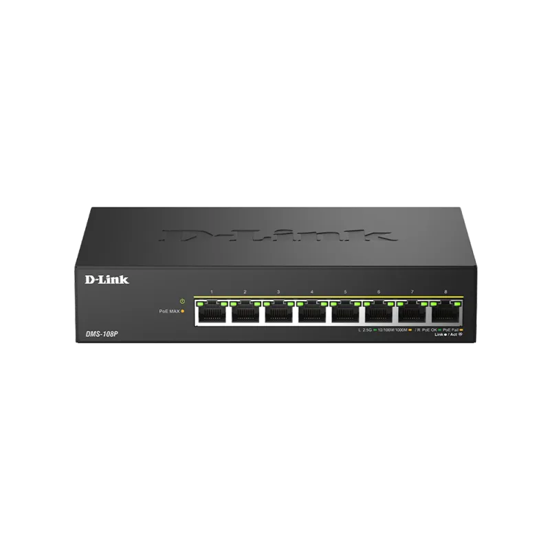 D-Link DMS-108P/E, 8x 2.5G PoE, Unmanaged Switch, Metal DMS-108P/E