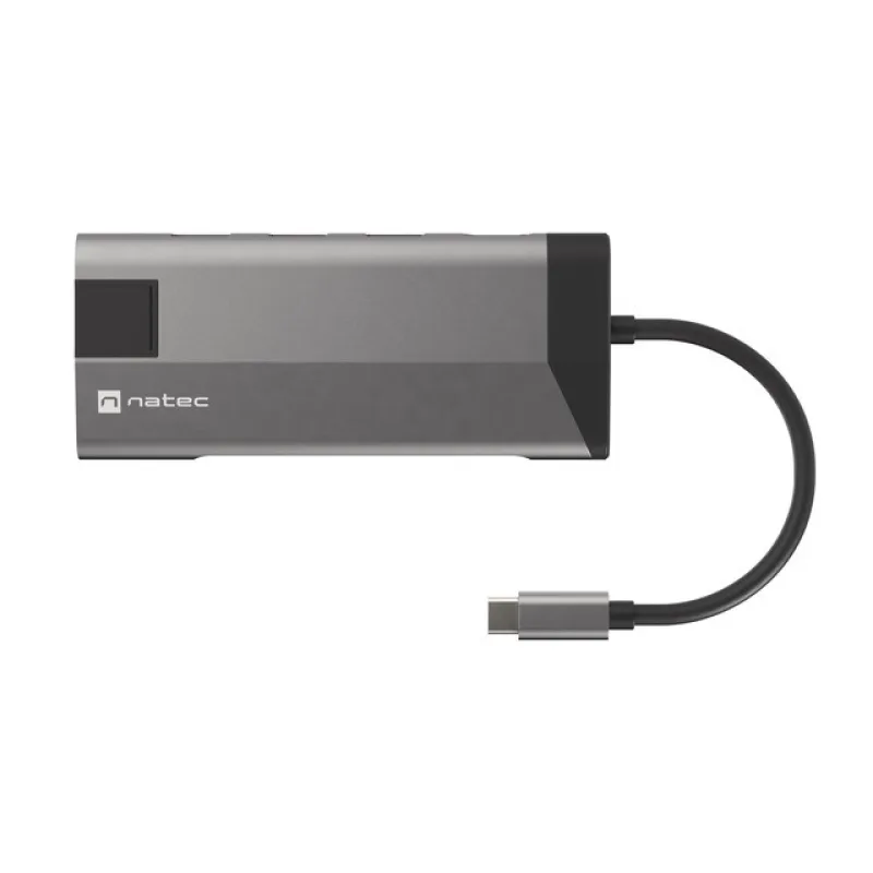 Natec multiport adaptér FOWLER PLUS HUB 8v1, USB 3.0 3X, HDMI 4K, USB-C PD, RJ45, SD, MICRO NMP-1690