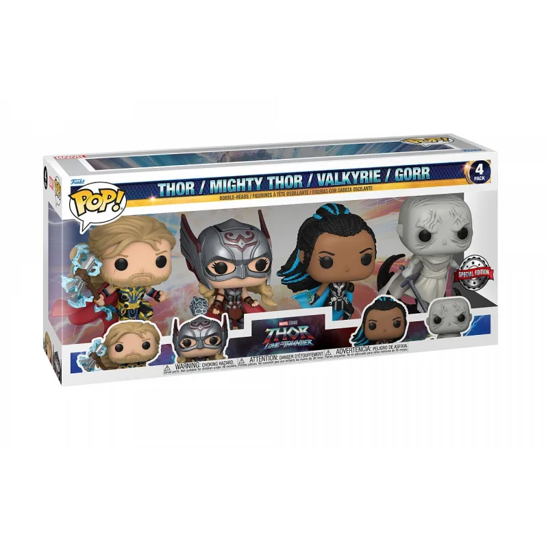 Pop! Marvel - Thor Love and Thunder - Thor / Mighty Thor / Valkyrie / Gorr (Special Edition, 4-Pack)
