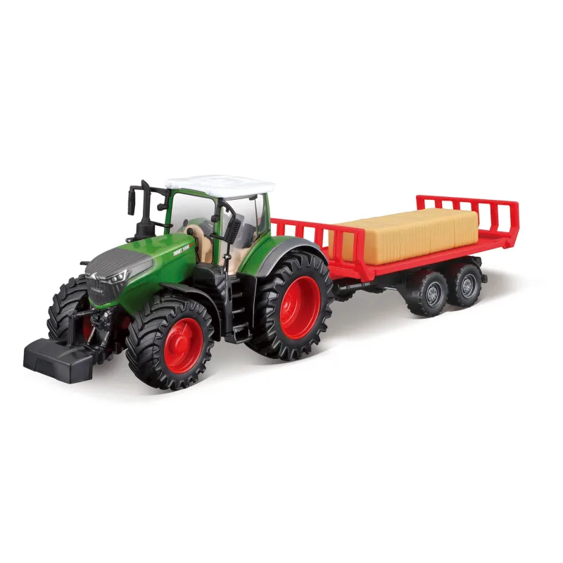 Bburago - FARMLAND, Traktor Fendt 1050 s přívěsem na balíky, 10 cm