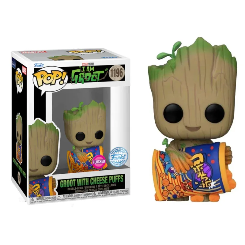 Pop! Marvel - I Am Groot - Groot with Cheese Puffs (Flocked, Special Edition)