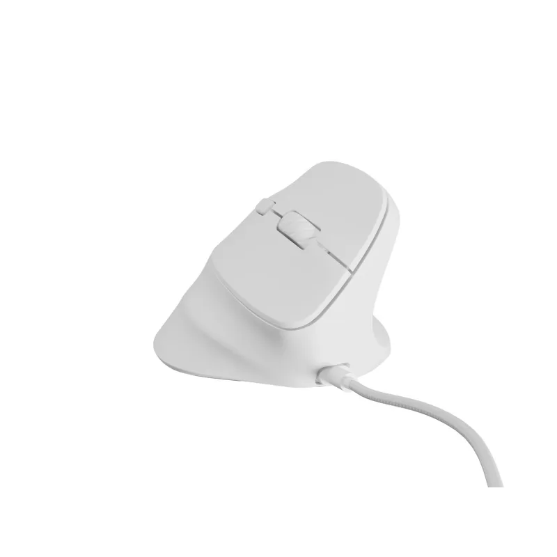 Vertikální myš Natec CRAKE 2 PRO/Vertikální/Optická/Pro praváky/12 400 DPI/Drátové USB-A/Bílá NMY-2273