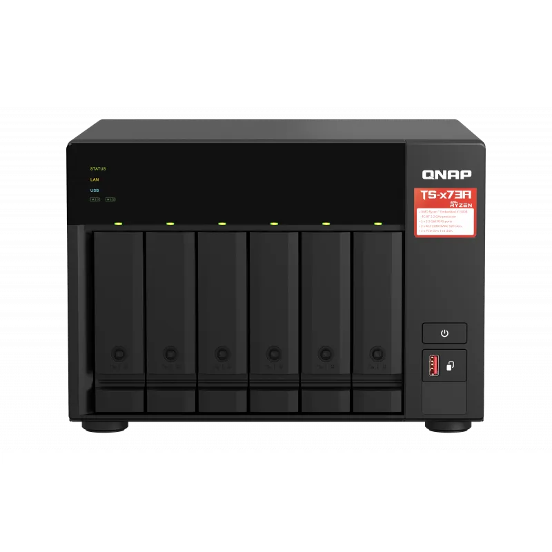 QNAP TS-673A-8G (Ryzen 2,2GHz / 8GB RAM / 6x SATA / 2x M.2 NVMe slot / 2x 2,5GbE / 2x PCIe / 4x USB) TS-673A-8G