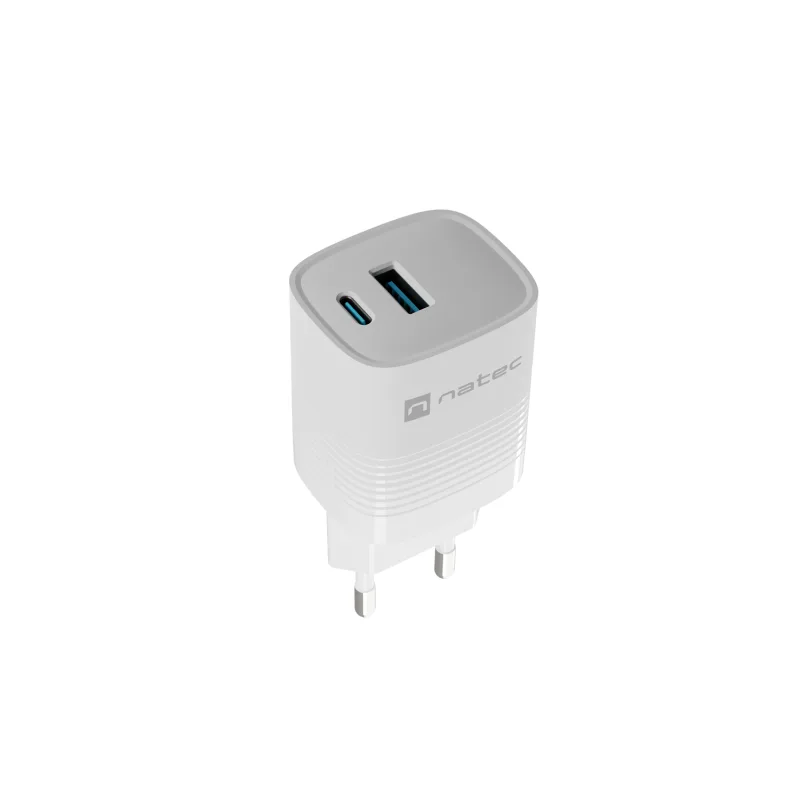 Universální USB nabíječka Natec RIBERA GaN 30W, 1X USB-A, 1X USB-C, Bílá NUC-2140
