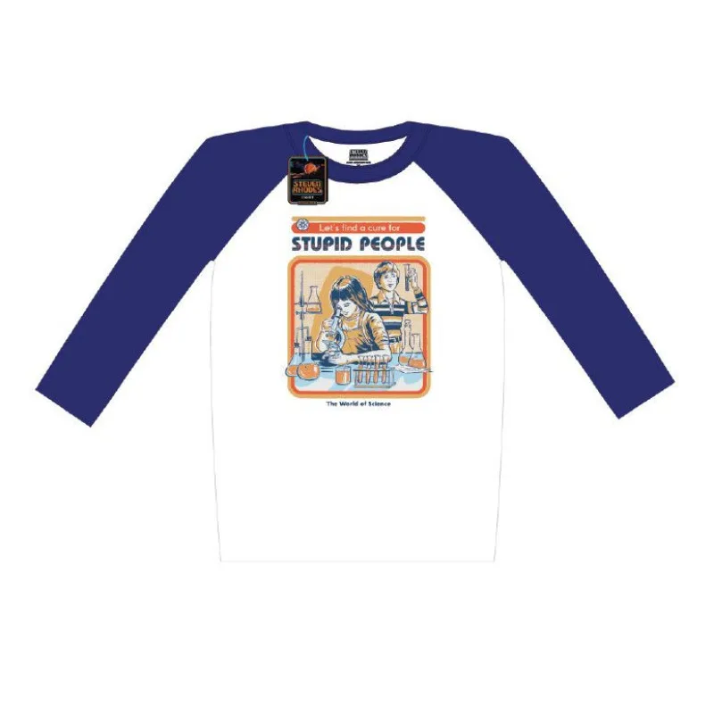 Steven Rhodes Raglan Baseball - Lets Find A Cure For Stupid People (tričko s dlhým rukávom)