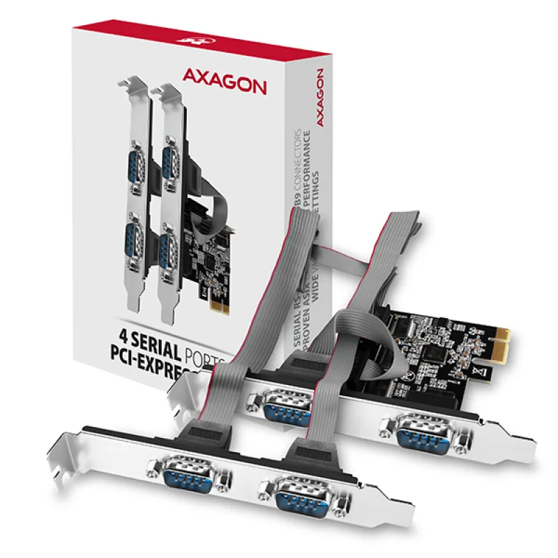 AXAGON PCEA-S4N, PCIe řadič - 4x sériový port (RS232) 250 kbps, vč. LP PCEA-S4N