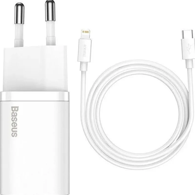 NONAME Baseus rychlonabíječka do sítě Super Si USB-C PD QC 20W s Lightning kabelem 1m bílá 6953156230064