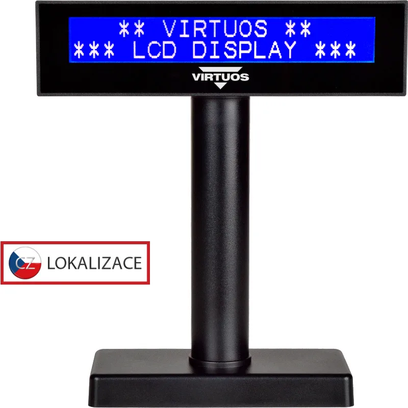 LCD zákaznický displej Virtuos FL-2026MB 2x20, USB, černý EJG0008