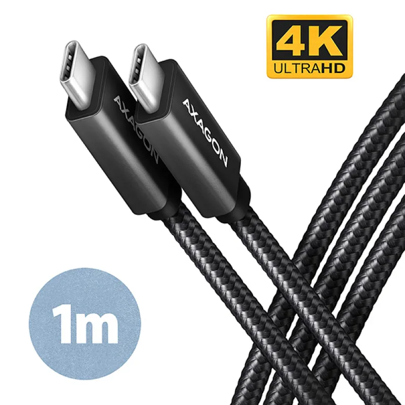 AXAGON BUCM32-CM10AB, SPEED+ kabel USB-C USB-C, 1m, USB 20Gbps, PD 100W 5A, 4K HD, ALU, oplet BUCM32-CM10AB
