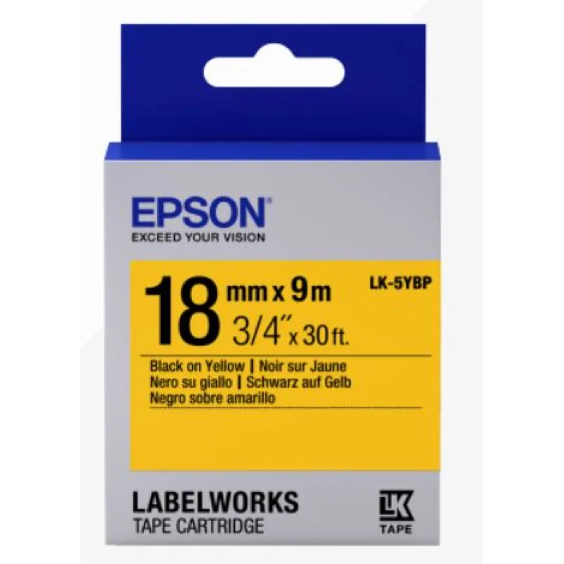 EPSON POKLADNÍ SYSTÉMY Epson Label Cartridge Pastel LK-5YBP Black/Yellow 18mm (9m) C53S655003
