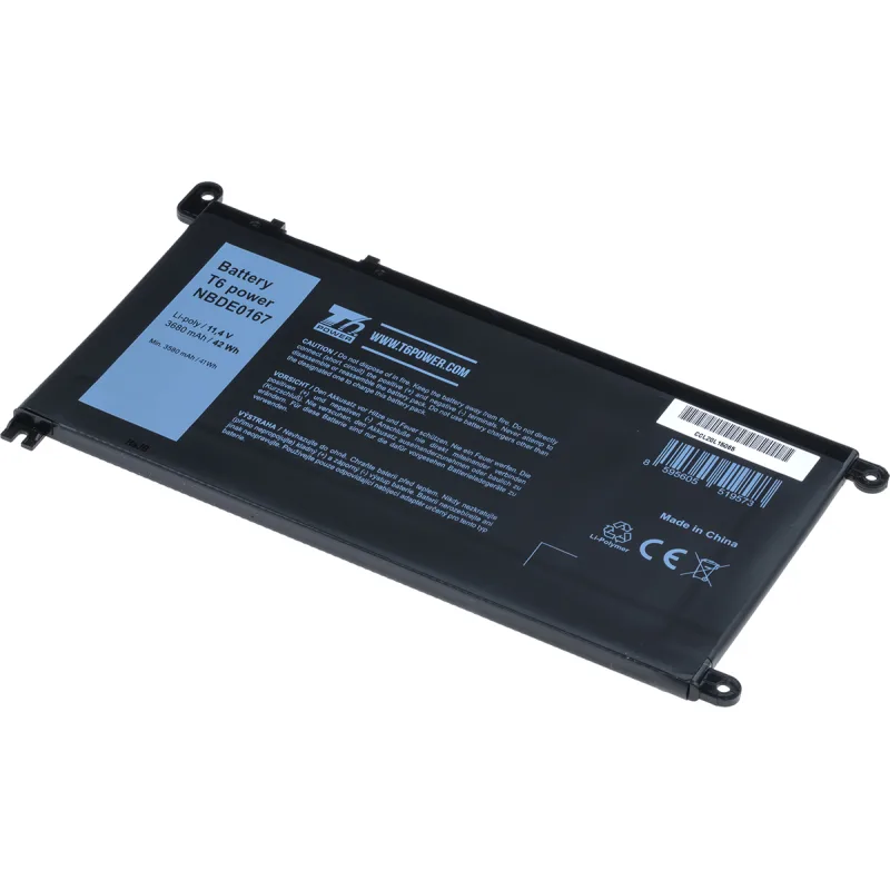 Baterie T6 Power pro Dell Insprion 15 5568, 5578, Vostro 5468, 5568, 3680mAh, 42Wh, 3cell, Li-pol NBDE0167