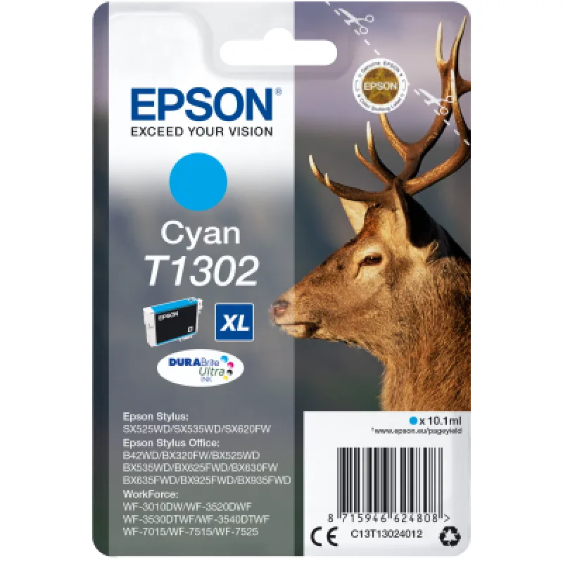 Epson Singlepack Cyan T1302 DURABrite Ultra Ink C13T13024012