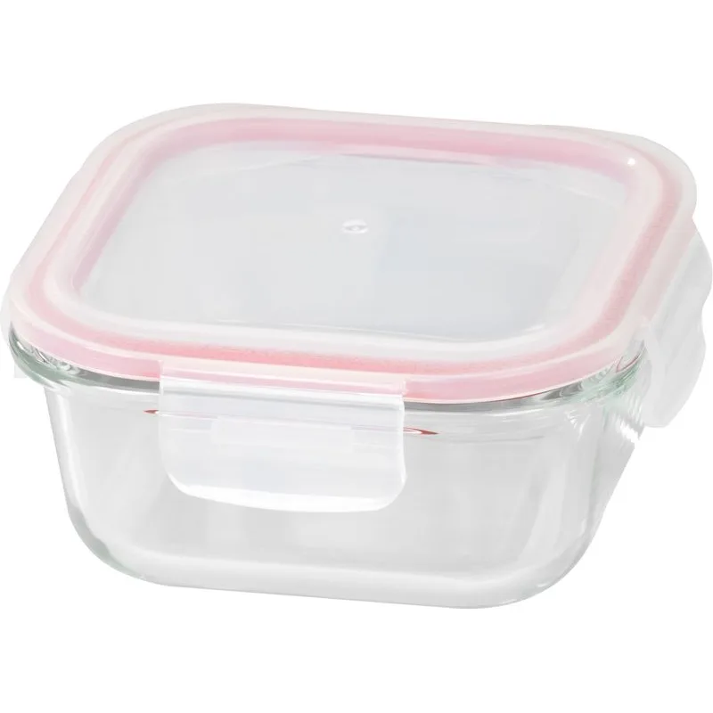 Dóza MagicHome štvorcová 520 ml, sklenená, s vekom Clip