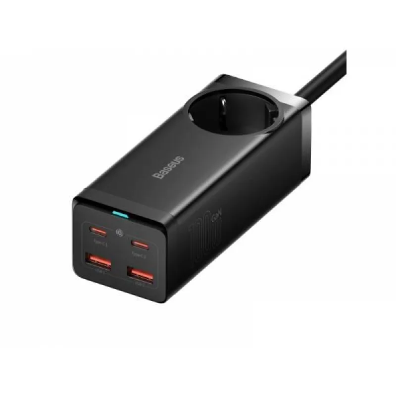 NONAME Baseus Rychlonabíječka do sítě GaN3 Pro, 2x USB-C, 2x USB + AC 100W s kabelem USB-C/USB-C černá 6932172604233
