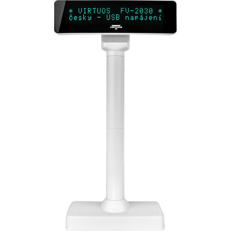 VIRTUOS VFD zák.displej FV-2030W 2x20, 9mm,USB, bílý EJG1004
