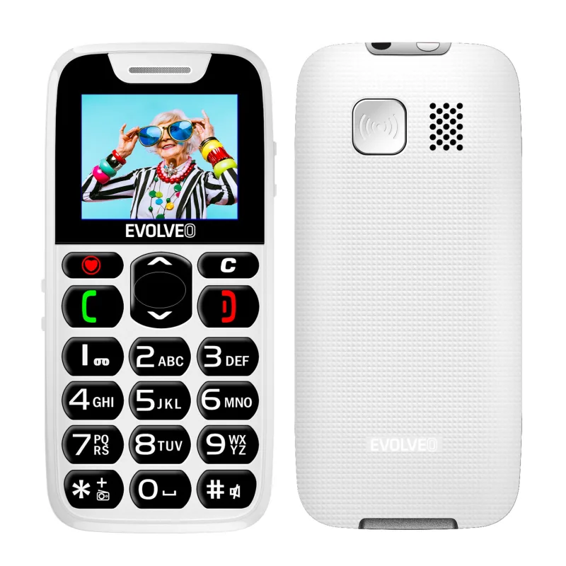 EVOLVEO EasyPhone, mobilní telefon pro seniory s nabíjecím stojánkem, bílá EP-501-WH