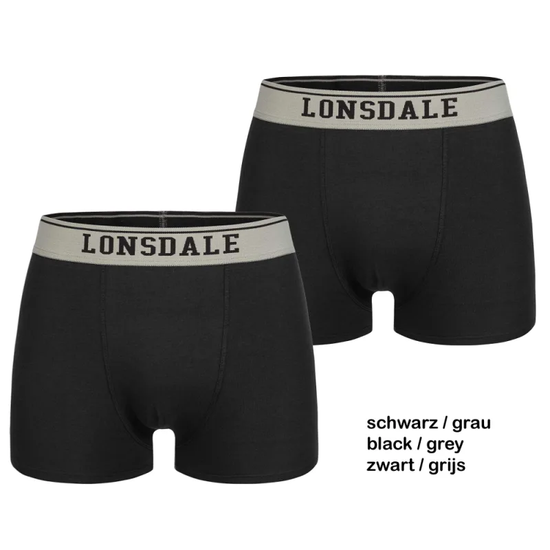 Lonsdale Oxfordshire Pánske Boxerky Balenie 2ks Šedo Čierne M
