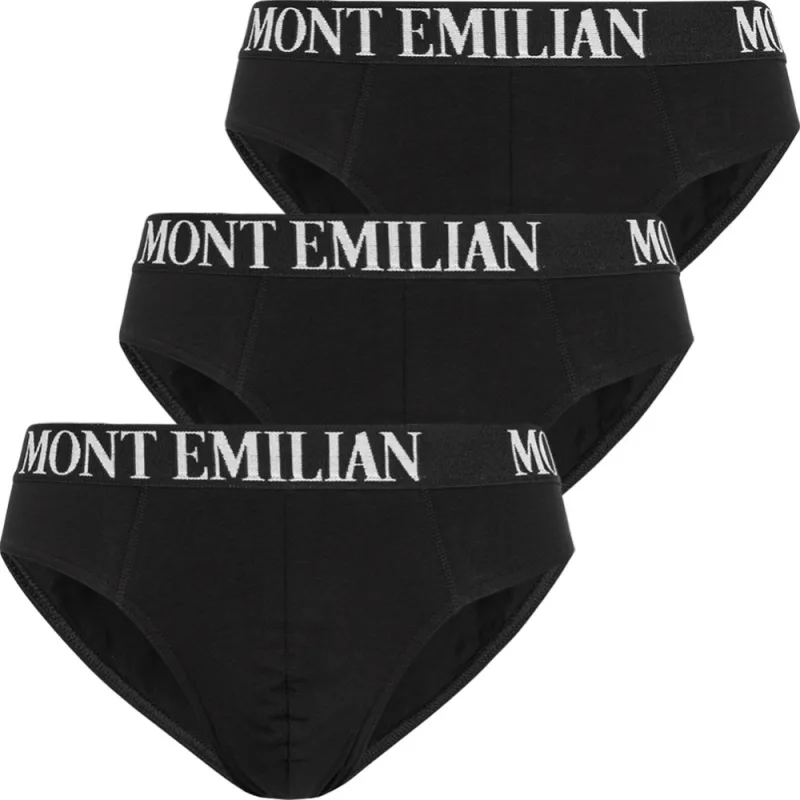 MONT EMILIAN Avignon Pánske Slipy 3 Pack Čierne M