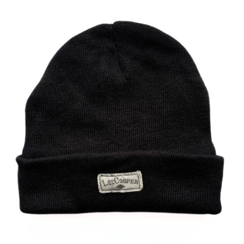 Lee Cooper Zimná Úpletová Čiapka s vnútorným Fleecom Unisex čierna