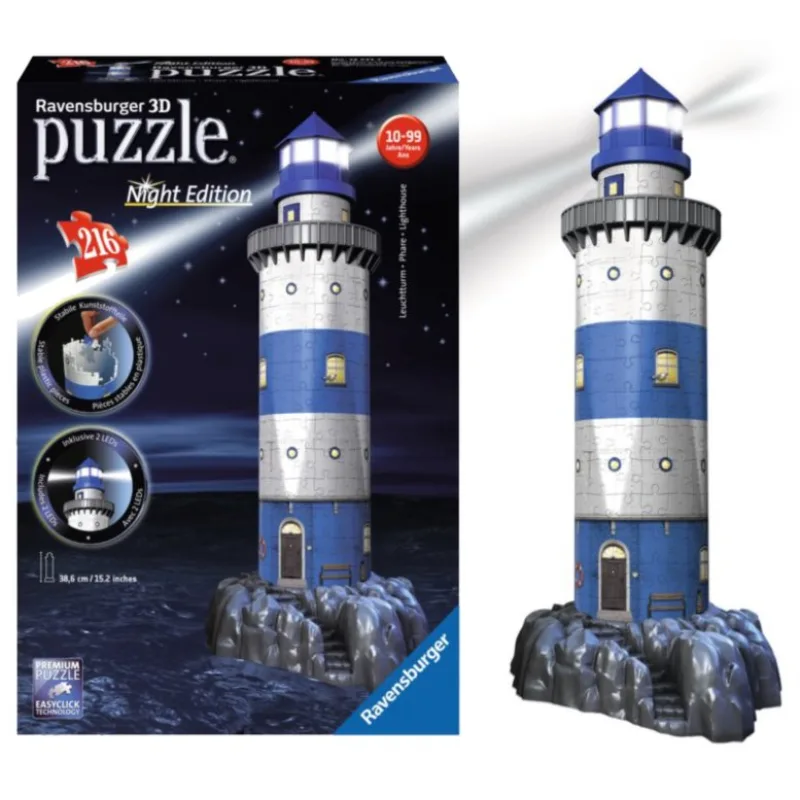 Ravensburger Svietiace 3D puzzle Nočná edícia Maják 216 dielikov