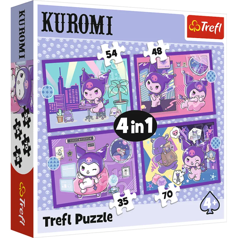 Puzzle pre deti Trefl sada 4v1 Deň s Kuromi 35,48,54,70 dielikov