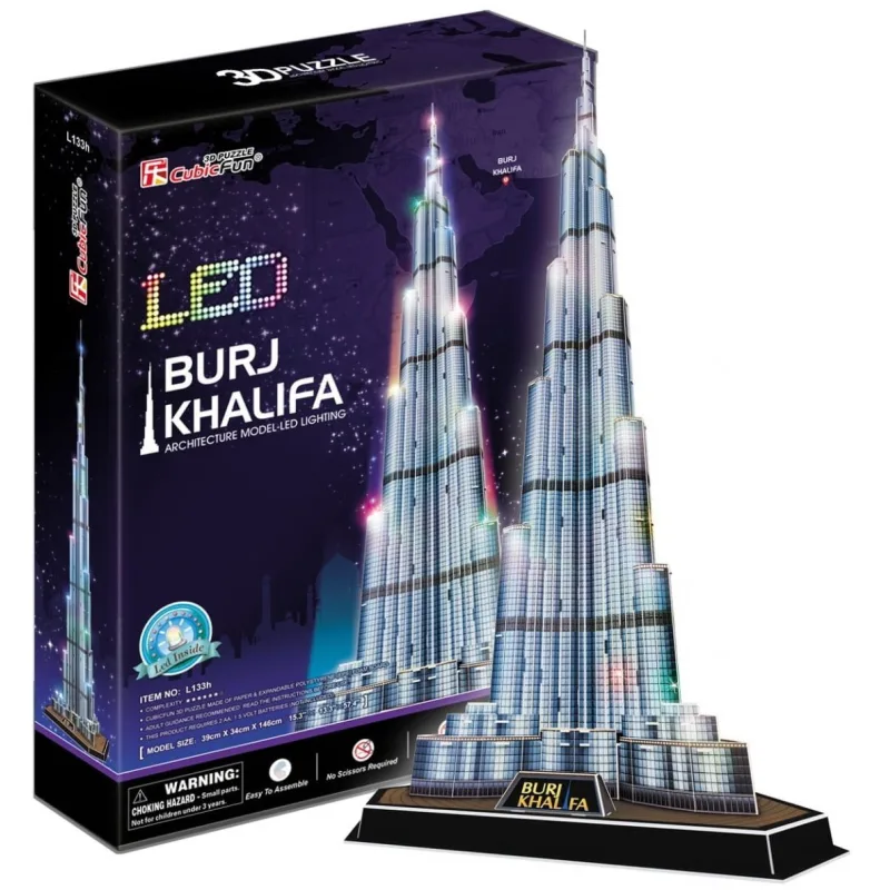 CubicFun Svietiace 3D puzzle Burdž Chalífa 136 dielikov