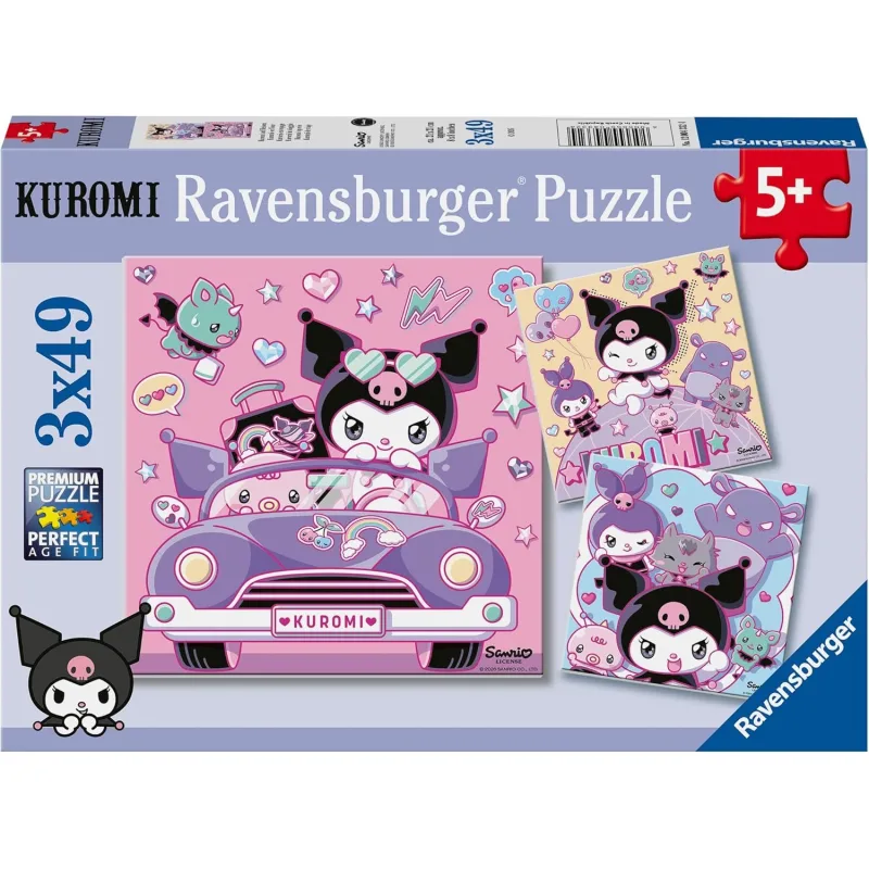 Puzzle pre deti Ravensburger 3x49 dielikov Kuromi na turné 3v1