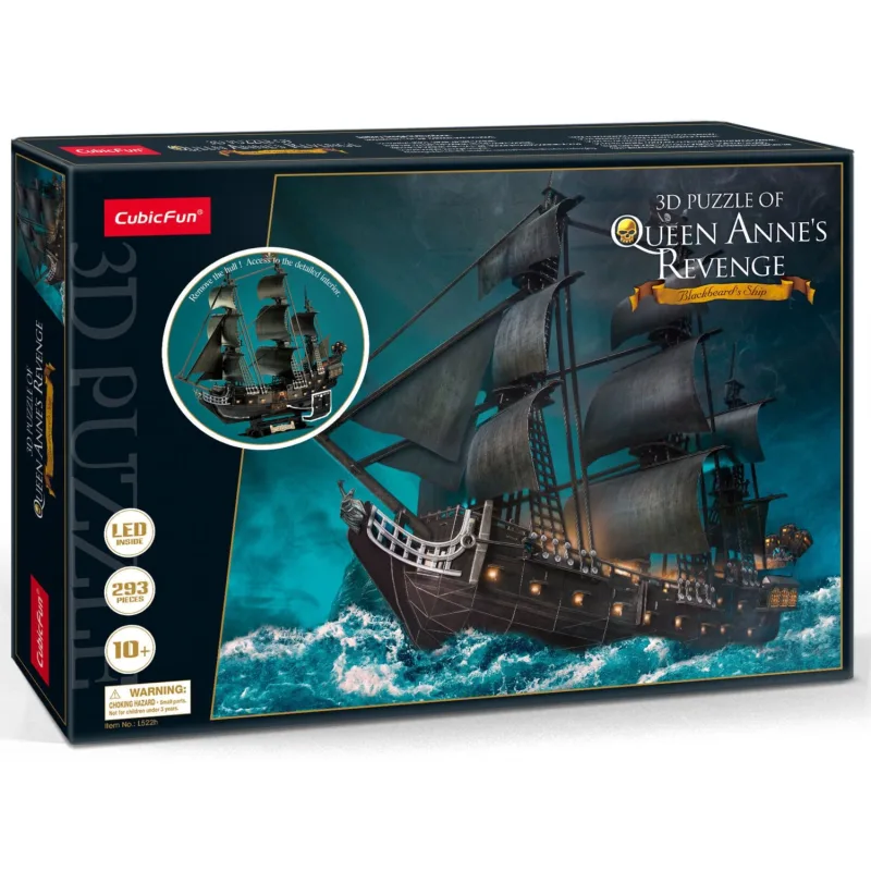CubicFun Svietiace 3D puzzle Plachetnica Queen Anne's Revenge 293 dielikov