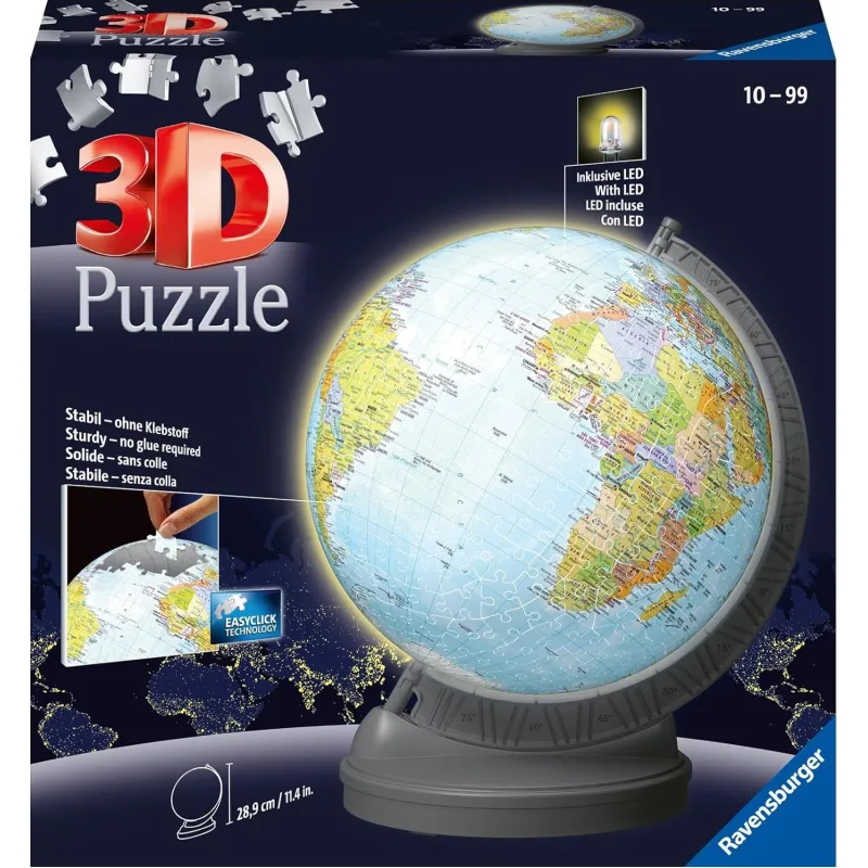 Ravensburger 3D Puzzleball Svietiaci Glóbus (Zemeguľa) 548 dielikov
