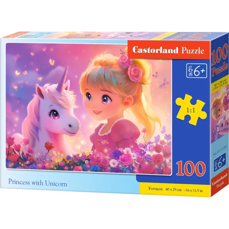 Puzzle pre deti Castorland 100 dielikov Princezná s jednorožcom