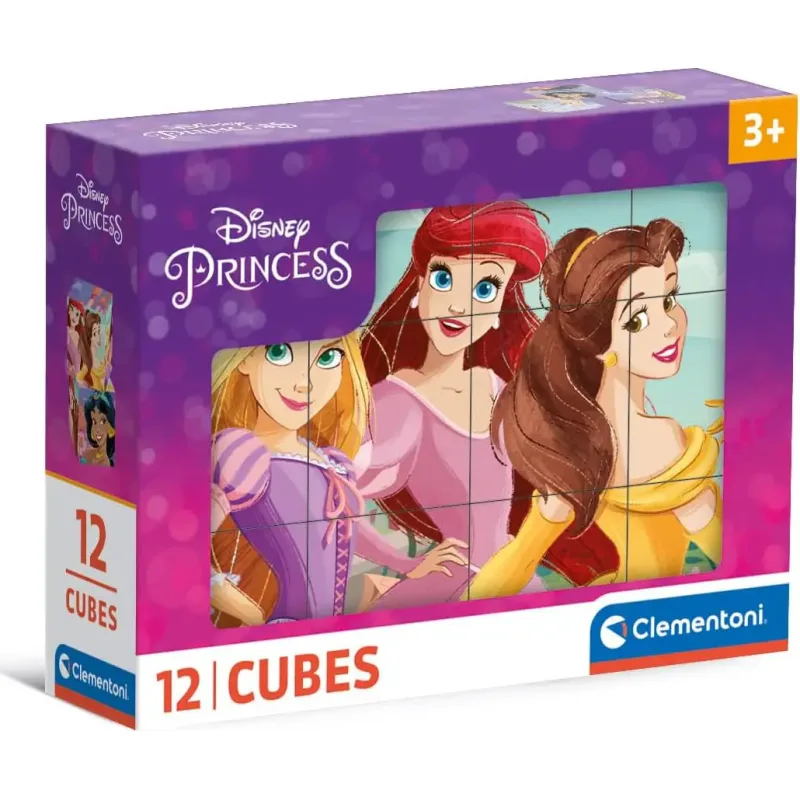 Clementoni Obrázkové kocky Disney princezné, 12 kociek